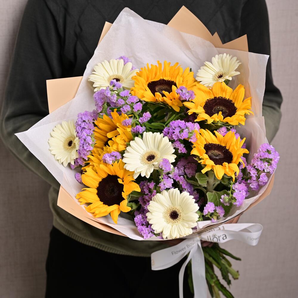Sunflower, Gerbera and Statice Bouquet 6917