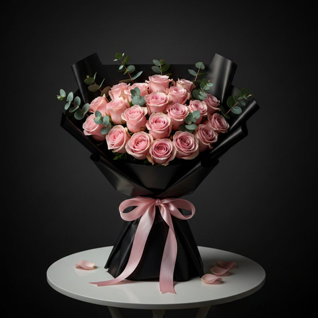 Blushing Heart Pink Rose Bouquet