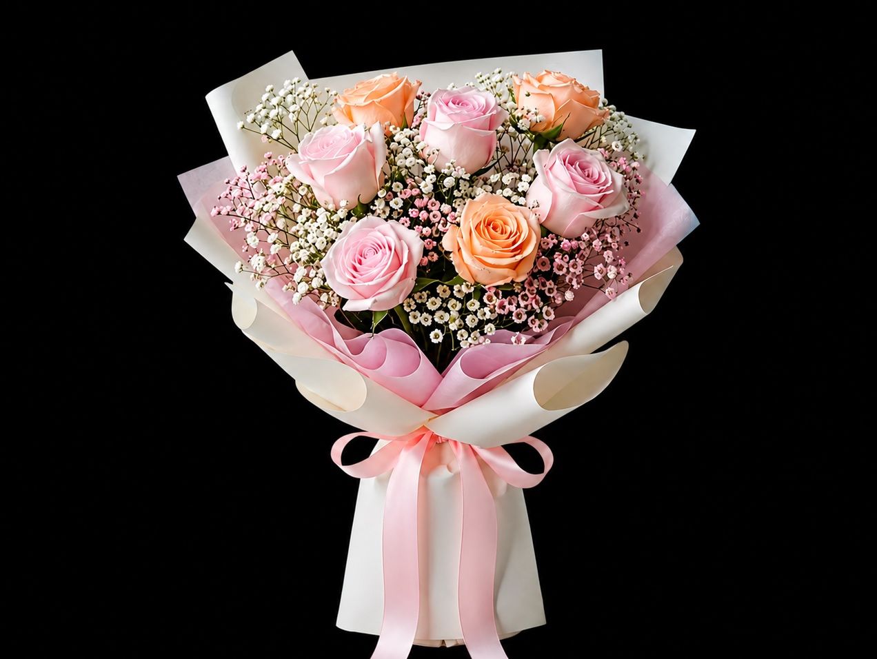 Pink And Peach Rose Bouquet for Mother