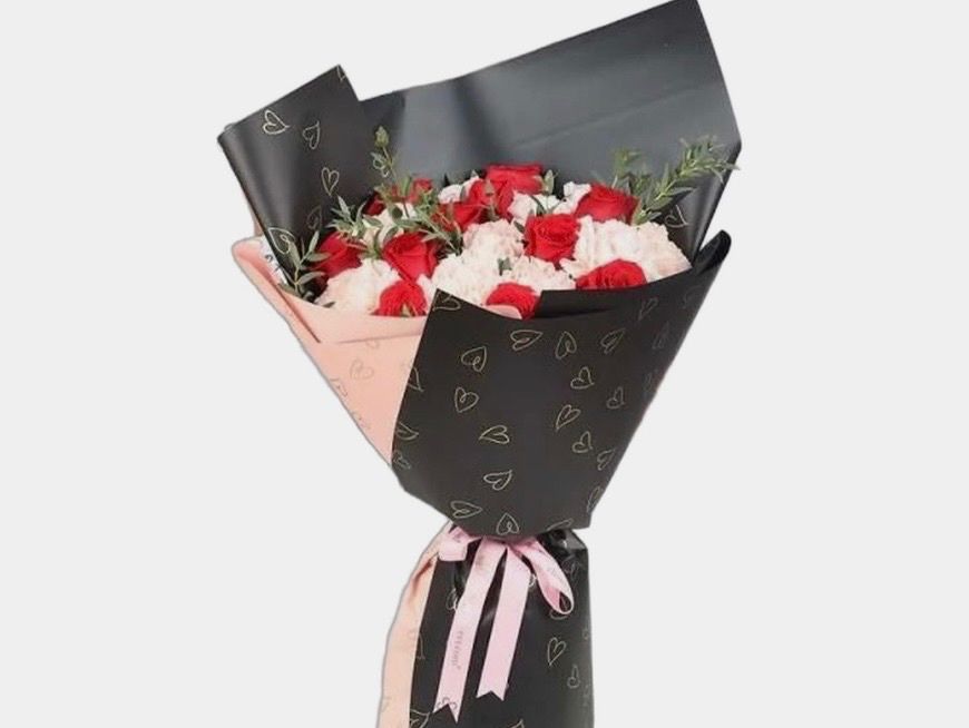 Queen 21 Red Roses and Pink Carnations Bouquet