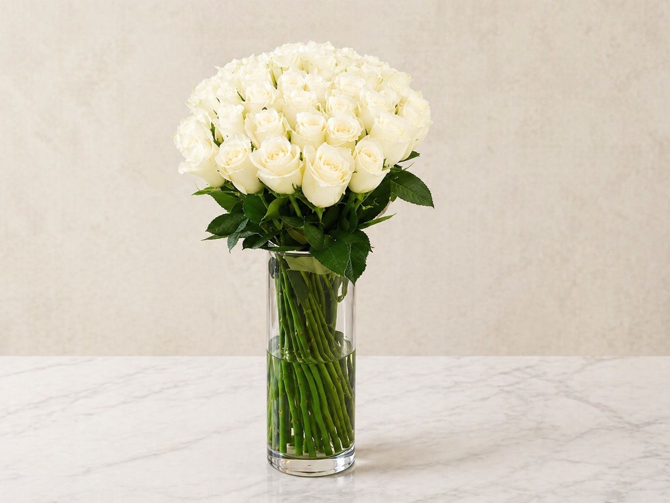 Elegant Vase Containing 20 White Roses