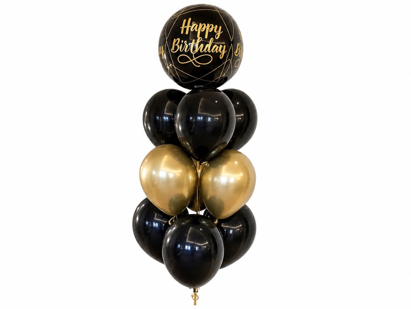 Black & Gold HBD Balloons