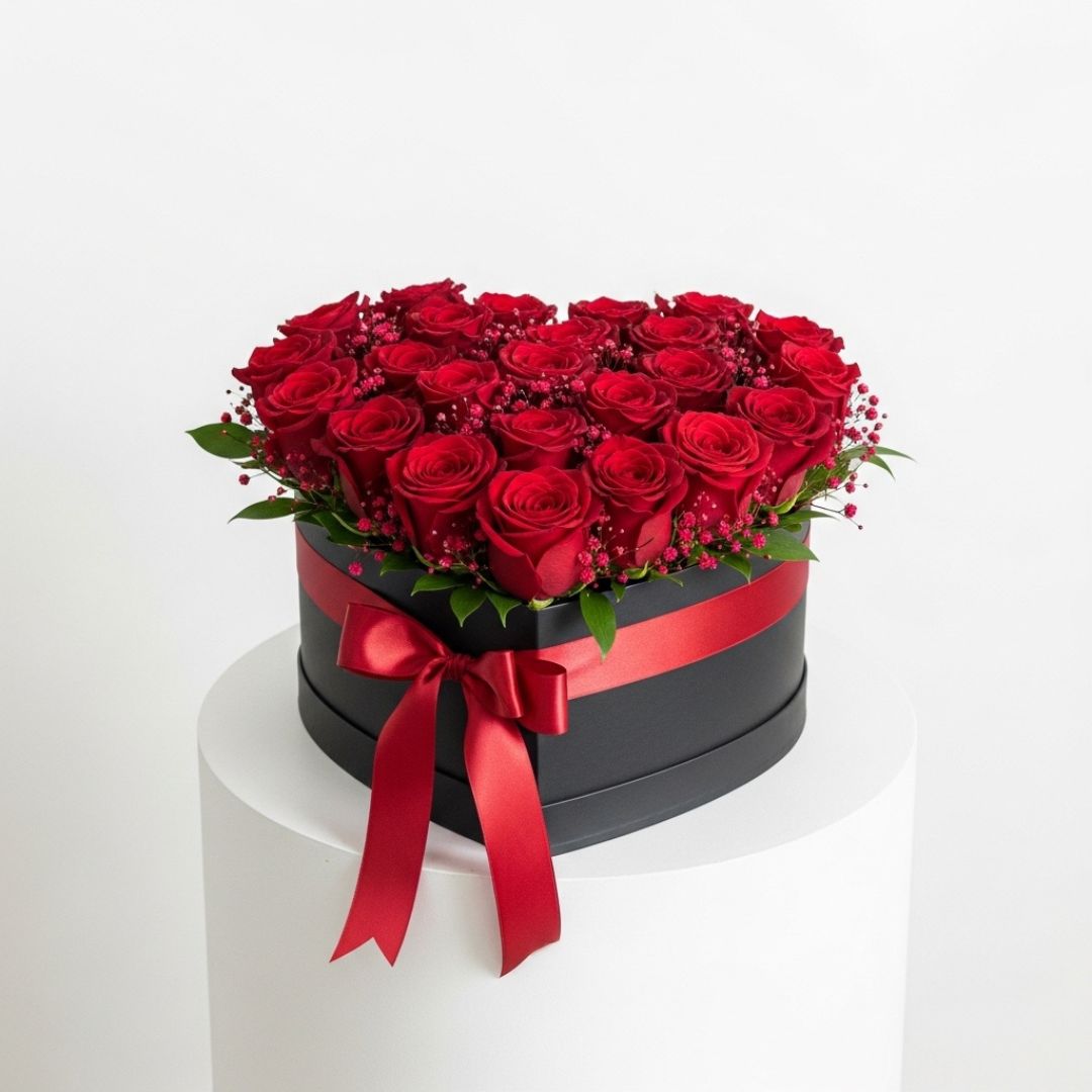 Red Roses Heart Flower Box