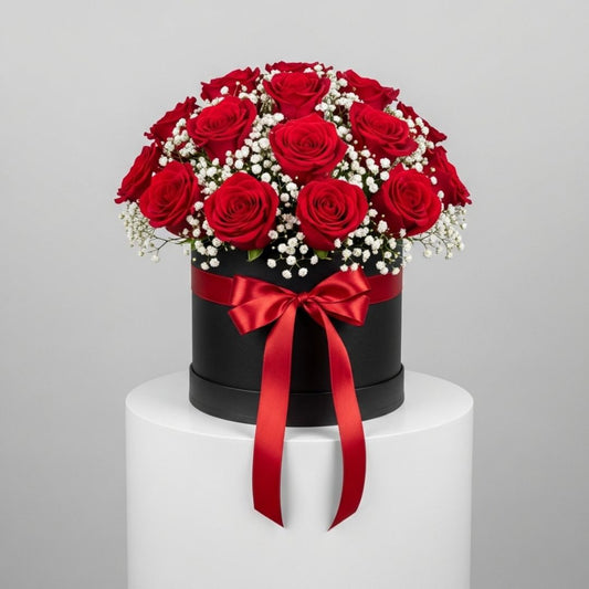 Red Roses Gypsophila Luxury Box