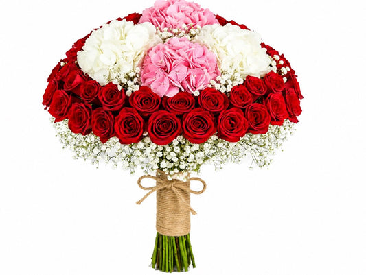 Romantic Halo - Red Rose Bridal Arrangement