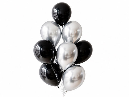 Black & Silver Happy Birthday Balloons