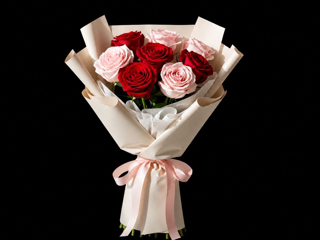 9 Pink And Red Rose Bouquet