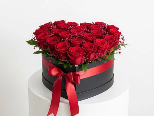 Red Roses Heart Shaped Flower Box