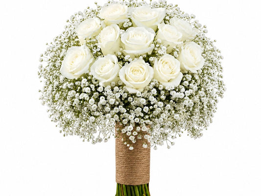 Heavenly Bride - Classic White Rose Bridal Bouquet