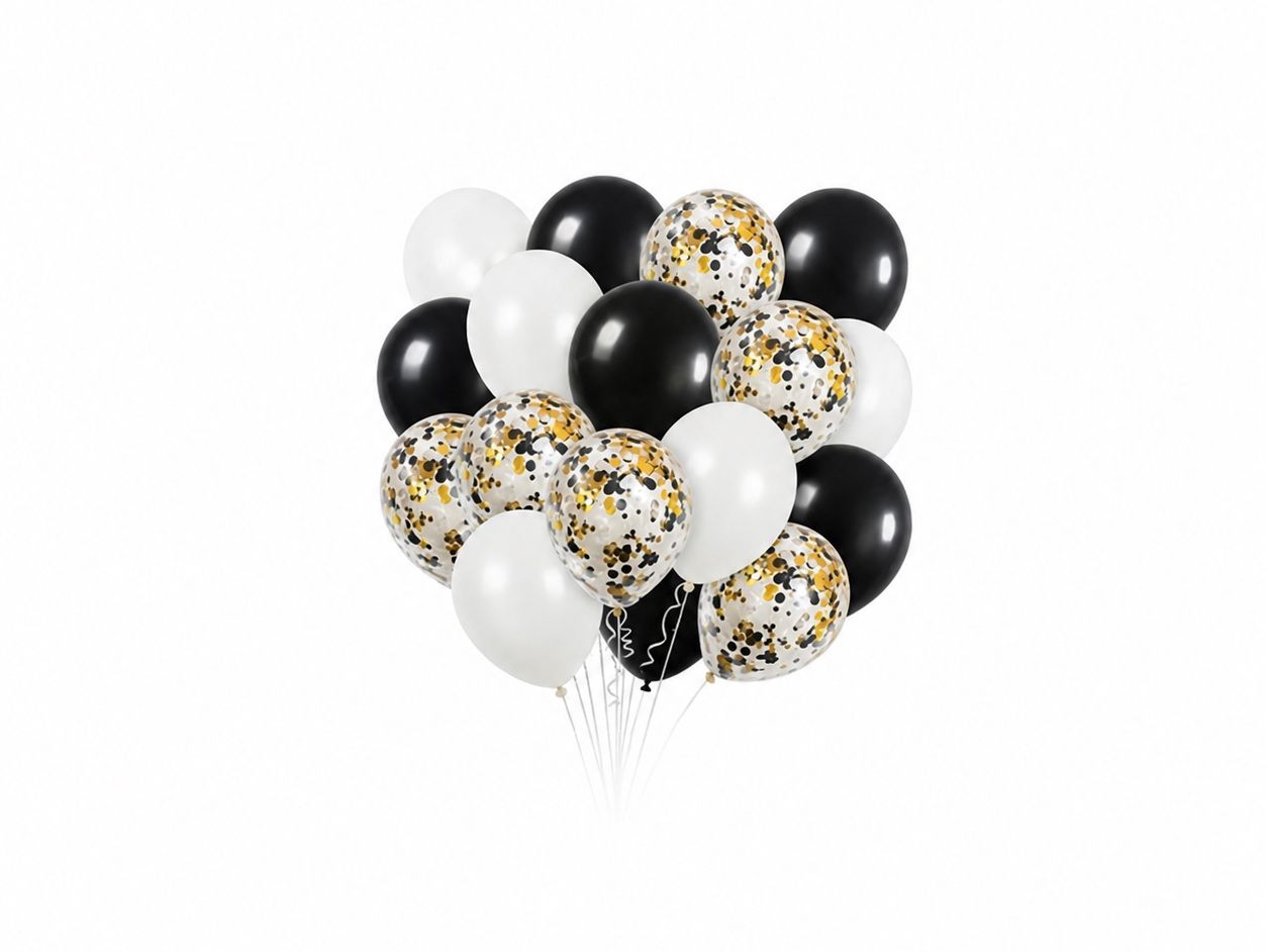 White and Black Confetti Balloons