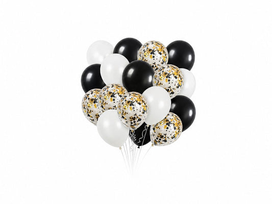 White and Black Confetti Balloons