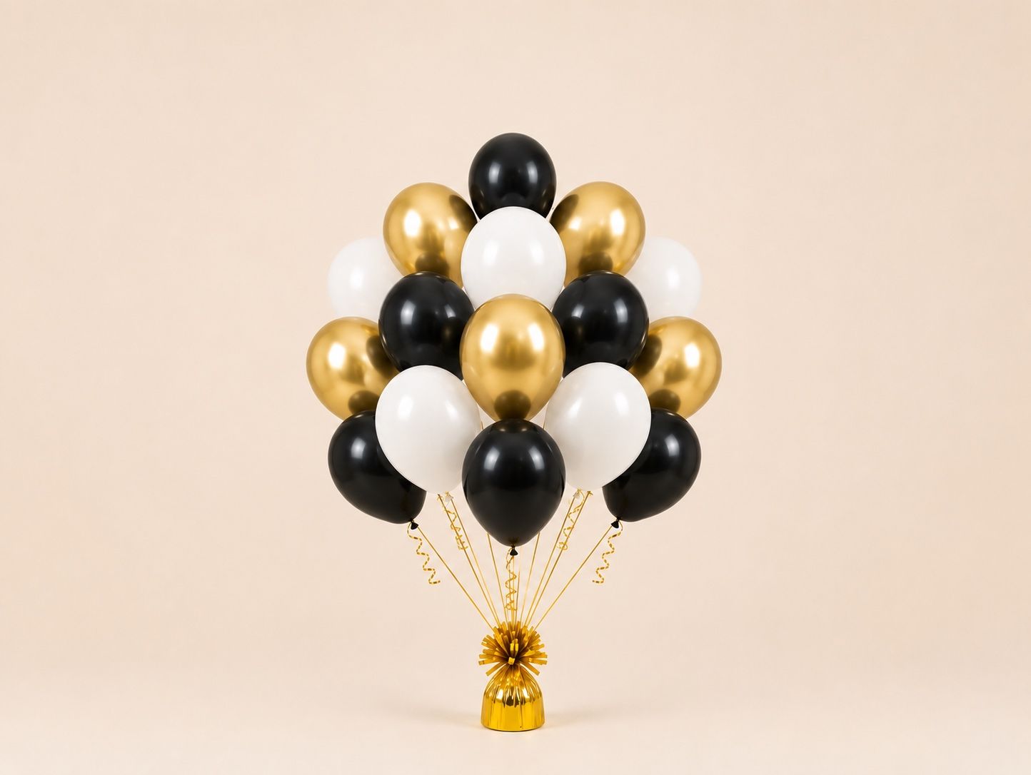 Luxury Black Gold & White Balloon Bouquet – 16 Pieces