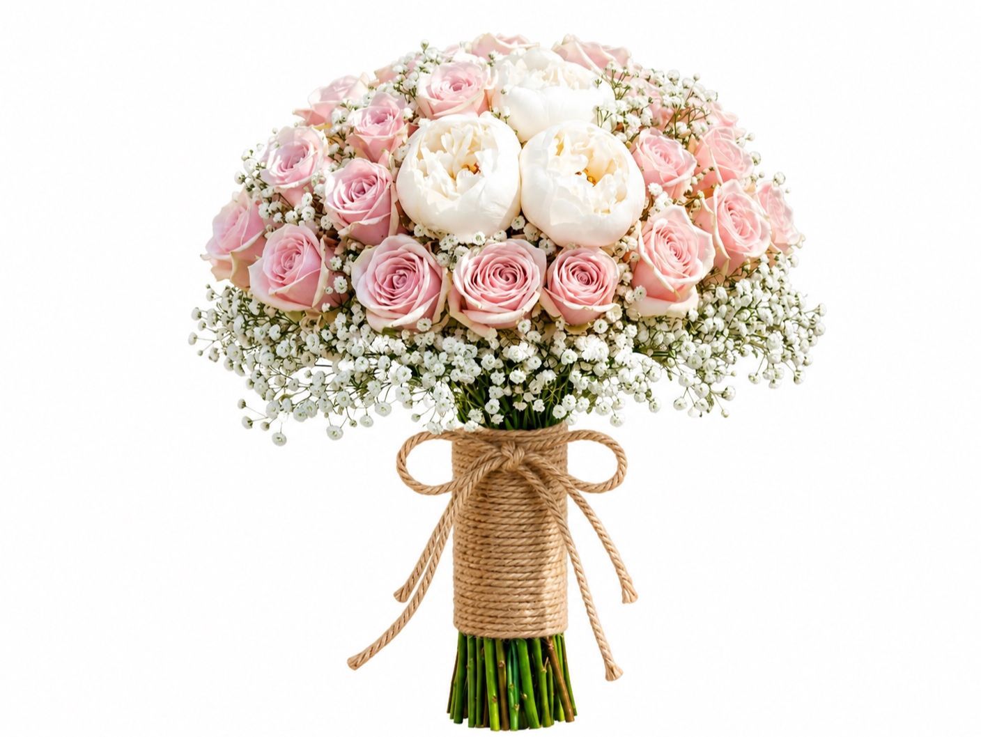 Delicate hearts - Pink and white wedding flower arrangement