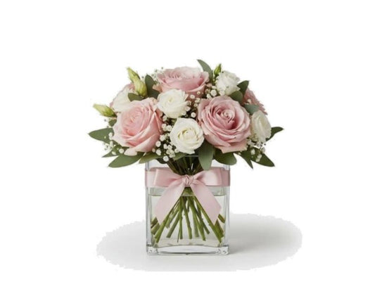 Sweet Blush Pink Roses Vase