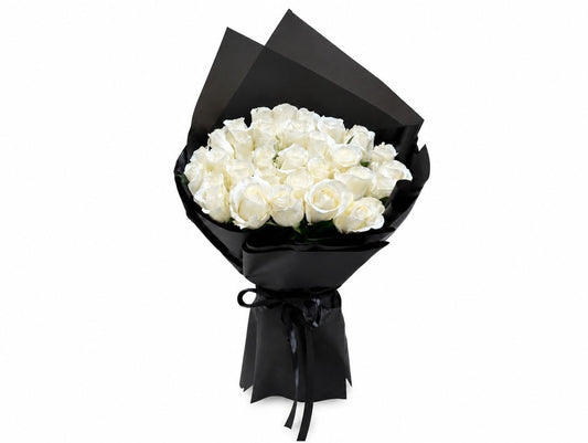 Embracing a white rose
