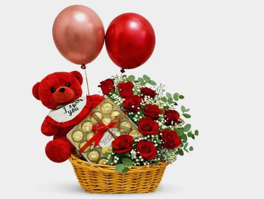 Red Rose Basket Combo