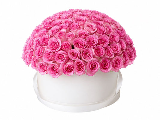 Luxury 100 Pink Roses Dome Box