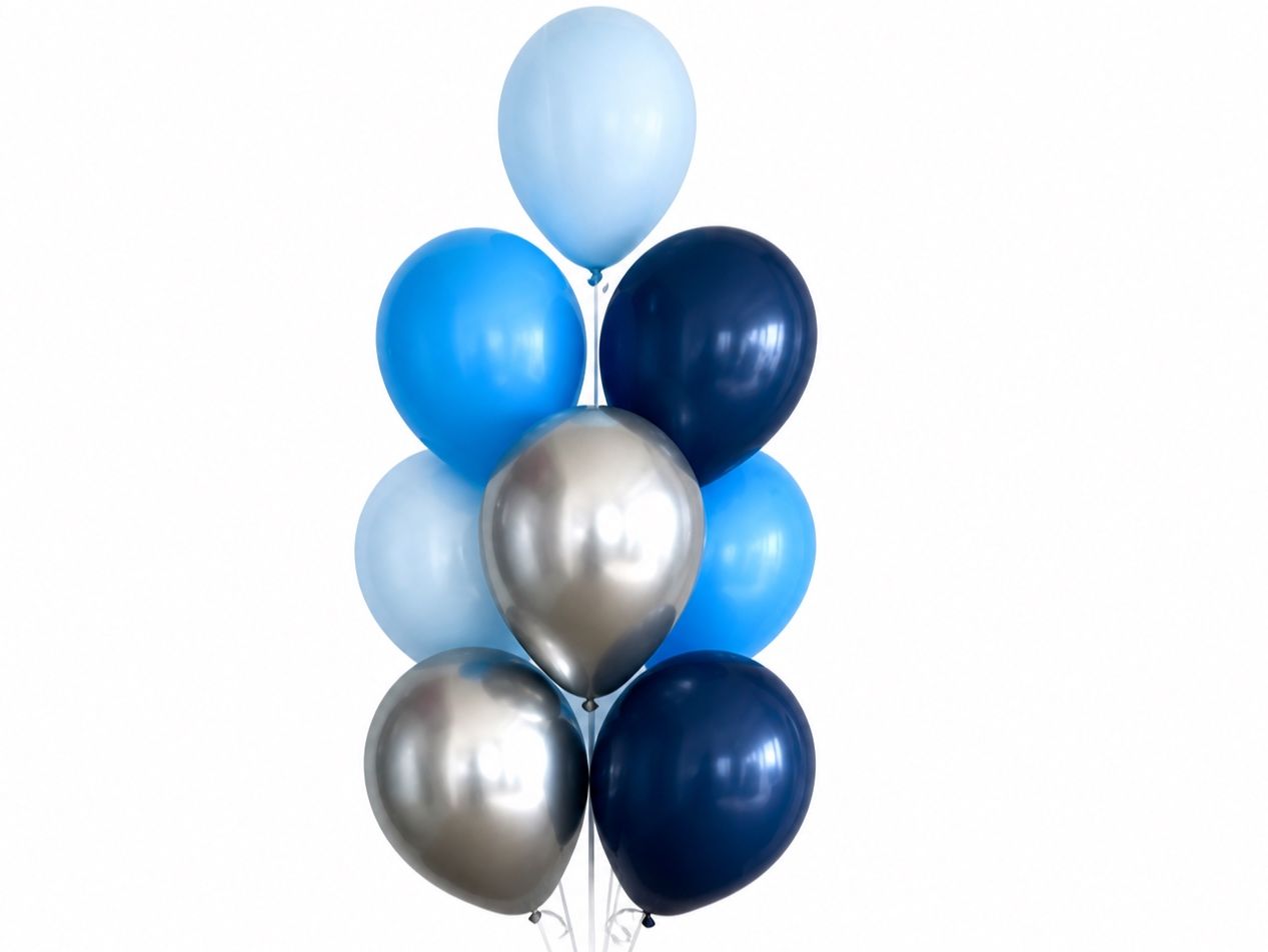 Blue and Sliver Baloons Set