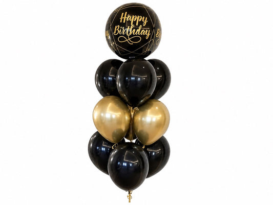 Black & Gold HBD Balloons